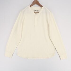 Municipal Sport Utility Henley Shirt Mens L Cream Waffle Knit Long Sleeve